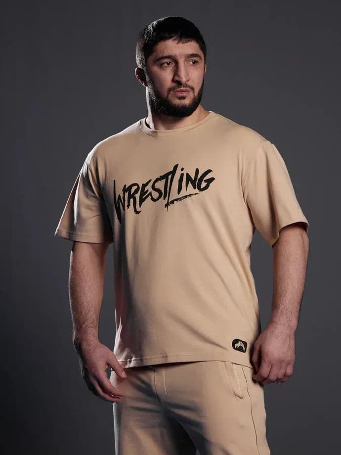 Футболка хлопок ФСБР "Wrestling", для мужчин, цвет бежевый