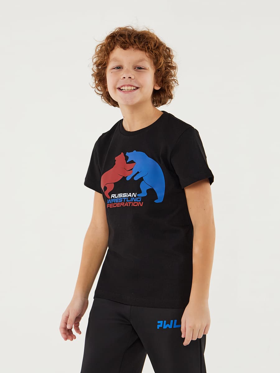 Футболка хлопок ФСБР "Триколор", для детей, цвет черный